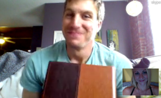 Opening his birthday present I had mailed to him while I was in Haiti. Getting a nice clear Skype signal was a gift!!